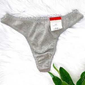 Charter Club  100% Cotton Sexy Thong Panty-Grey